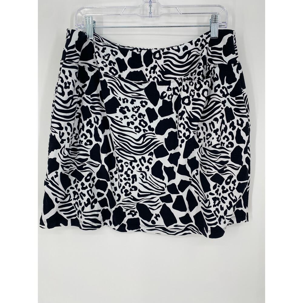 Khul Skort Women’s‎ Large Black and White Animal Print Pickleball Active Outdoor